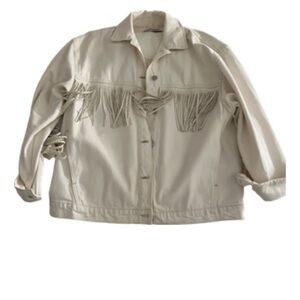 Zara Cream Fringe Jean Jacket